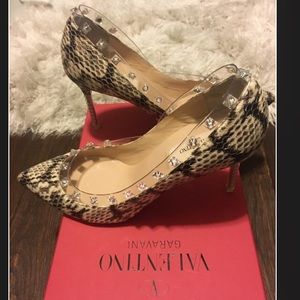 Valentino Naked Stud Snakeskin Pumps, size 39/9